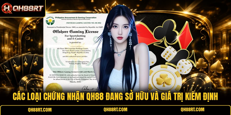Các loại chứng nhận QH88 đang sở hữu và giá trị kiểm định
