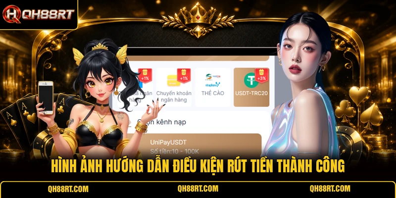 Hình ảnh hướng dẫn điều kiện rút tiền thành công