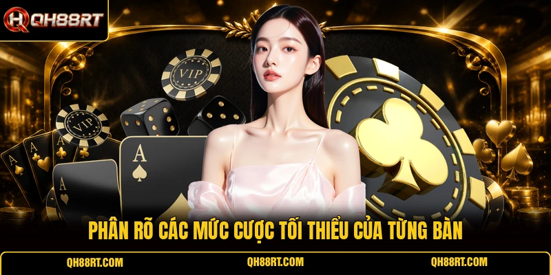 Phân rõ các mức cược tối thiểu của từng bàn